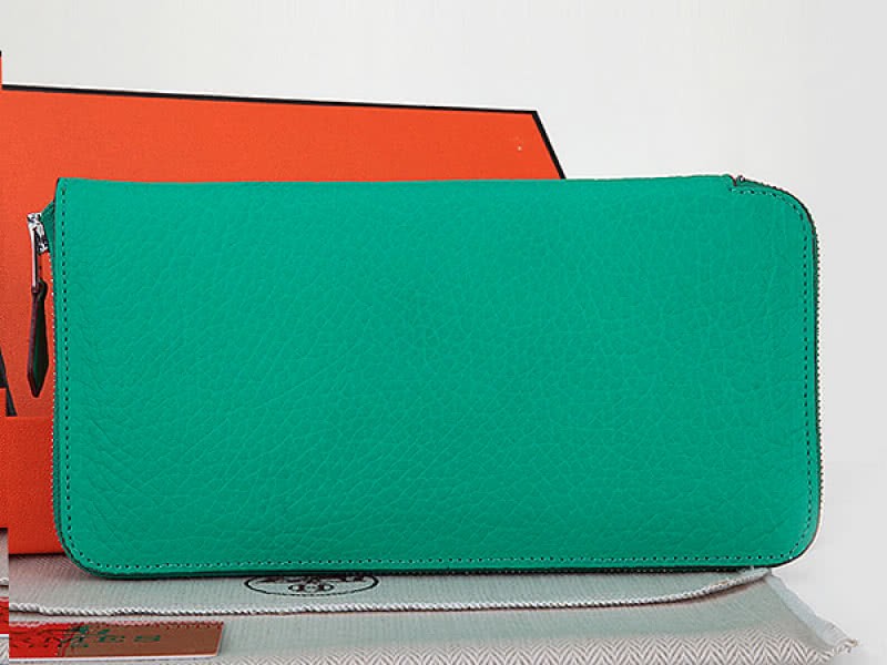 Hermes Zipper Wallet Original Leather Watermelon Green 2