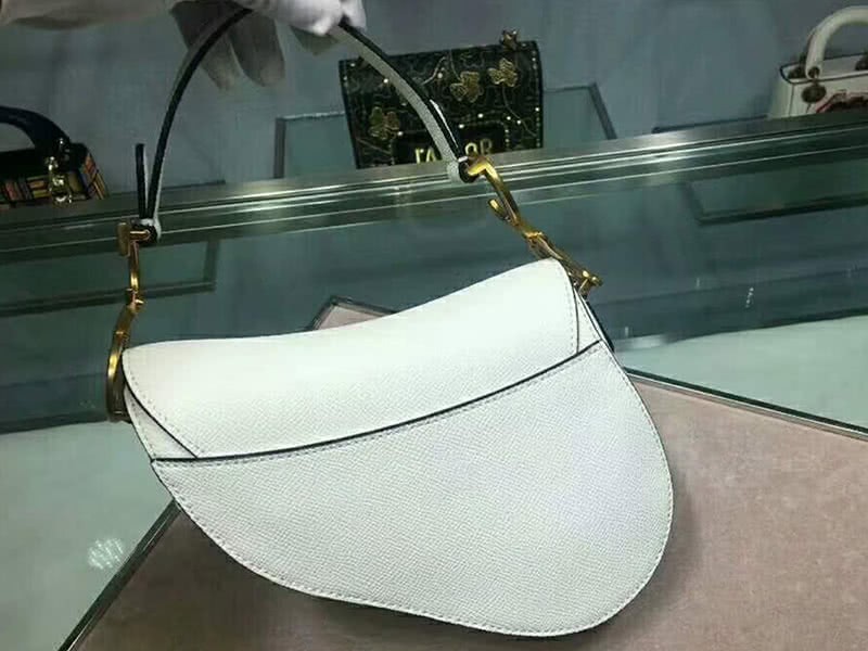 Dior Mini Saddle Calfskin Bag Gold Hardware White m0447s3 2
