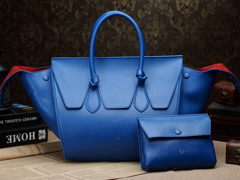 Celine Tie Nano Top Handle Bag Leather Blue 1