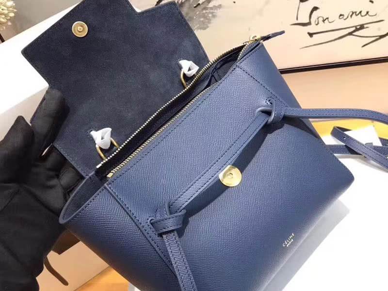 Celine Micro Belt Bag In Grained Calfskin Blue 2