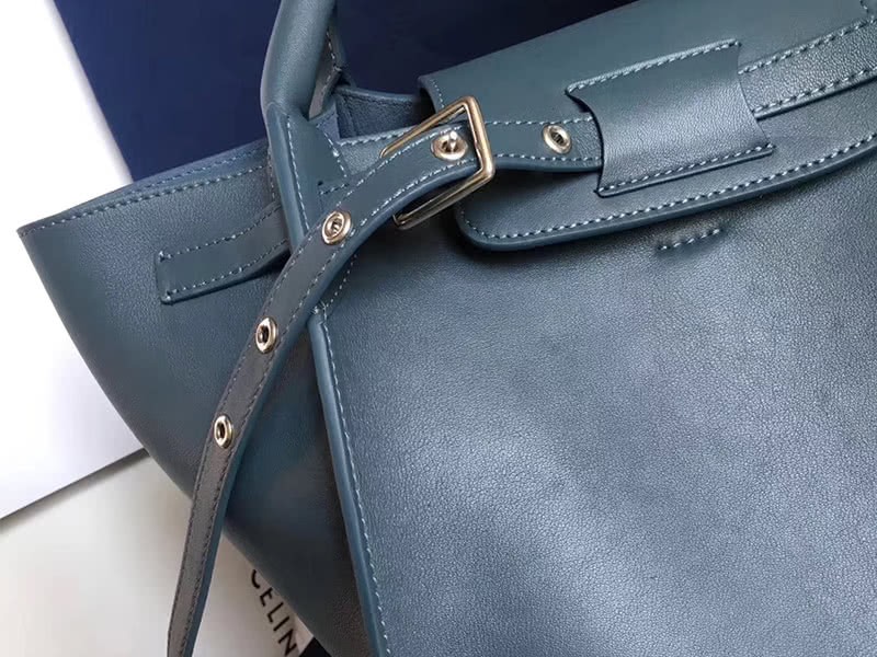 Celine Small Big Bag With Long Strap In Supple Grained Calfskin Blue 6
