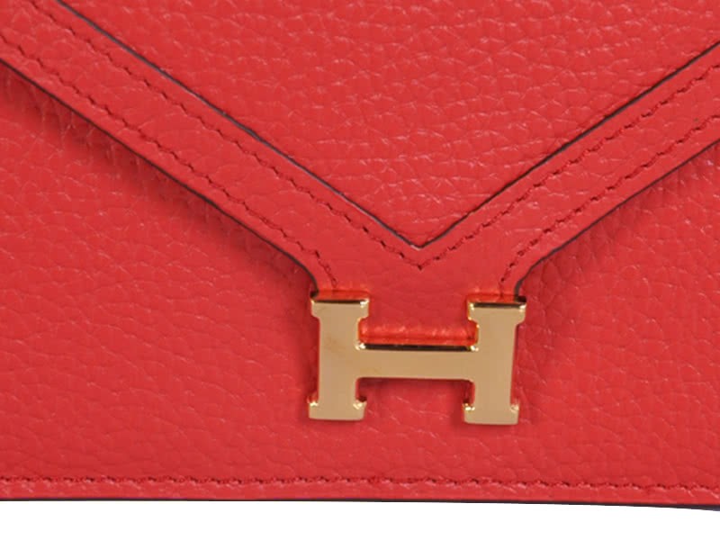 Hermes Pilot Envelope Clutch Red With Gold Hardware 7