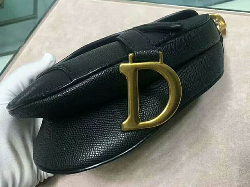 Dior Mini Saddle Calfskin Bag Gold Hardware Black m0447s 4