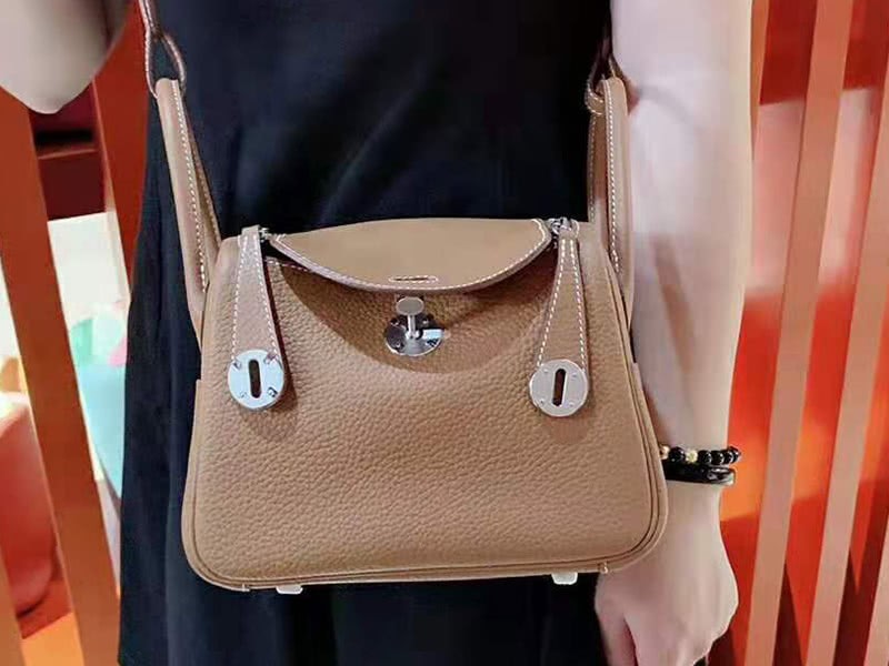 Hermes Mini Lindy Taurillon Clemence 20 Gold Hardware Brown 7