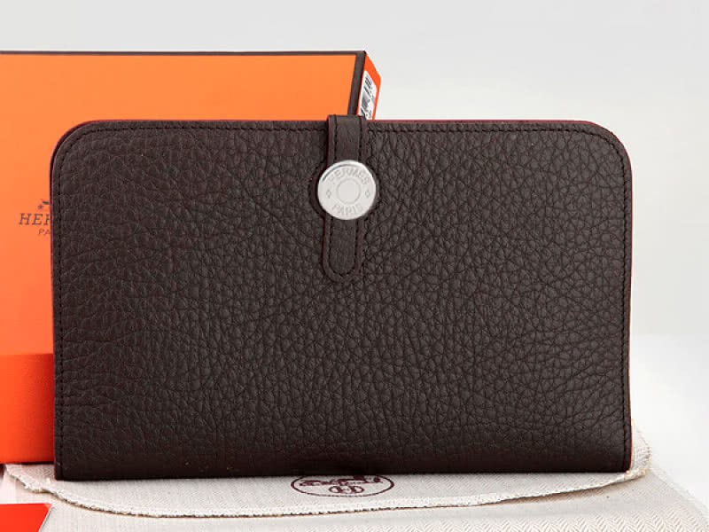 Hermes Dogon Togo Original Leather Combined Wallet Choco 1