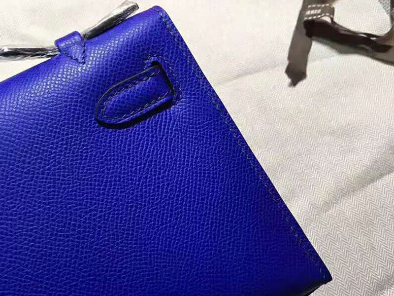 Hermes Epsom Mini Kelly Pochette Silver Hardware Electric Blue 6
