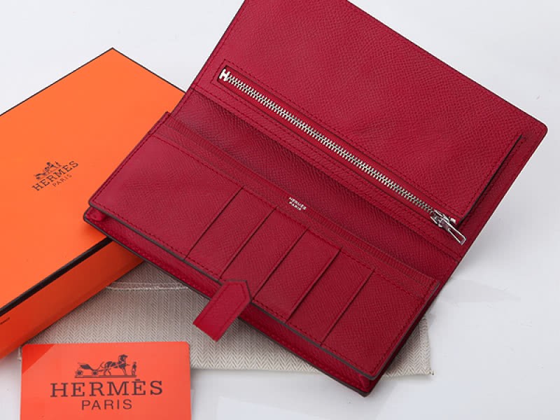 Hermes Epsom Original Calfskin Bearn Japonaise Bi-Fold Wallet Burgundy 4