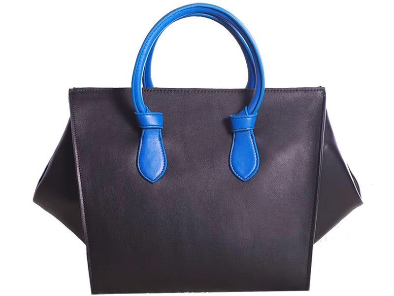 Celine Tie Bag Original Leather Black With Blue 5