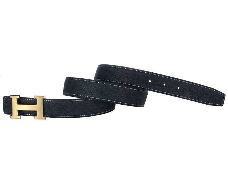 Hermes Togo Leather Wide Belt With Gold H Buckle Black 3