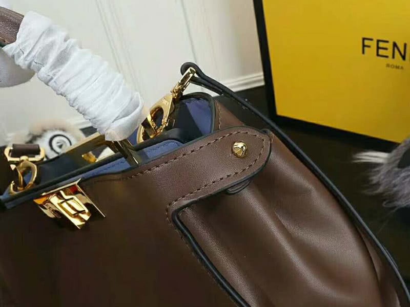 Fendi Peekaboo Essential Calfskin Leather Bag Dark Brown 6