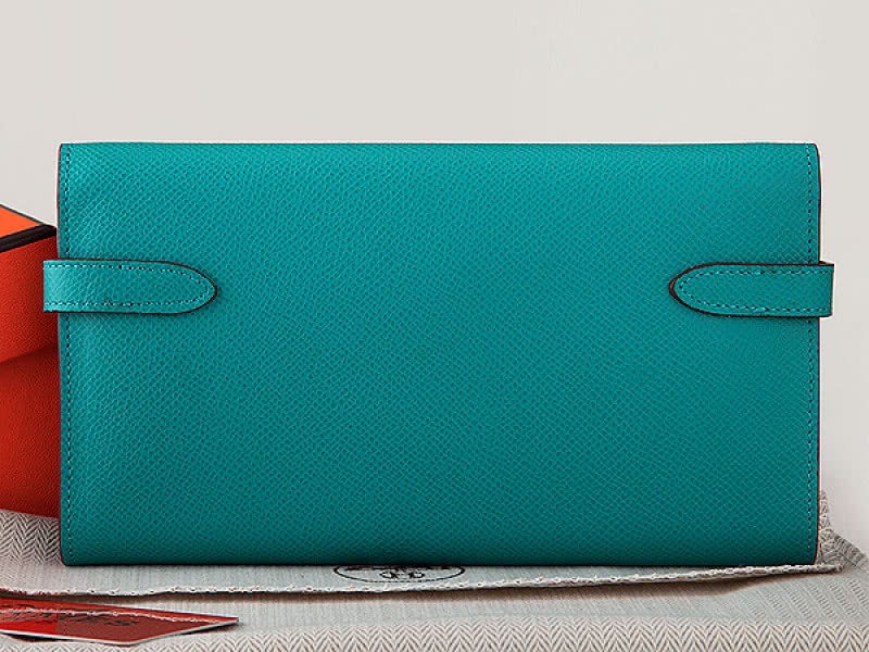 Hermes Epsom Original Calfskin Kelly Long Wallet Turquoise 2