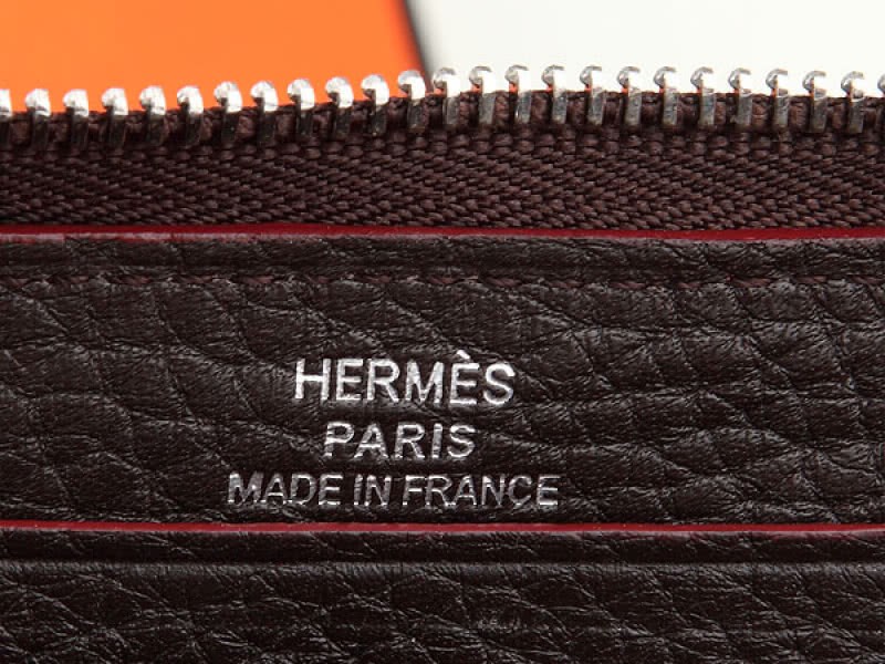 Hermes Zipper Wallet Original Leather Choco 5
