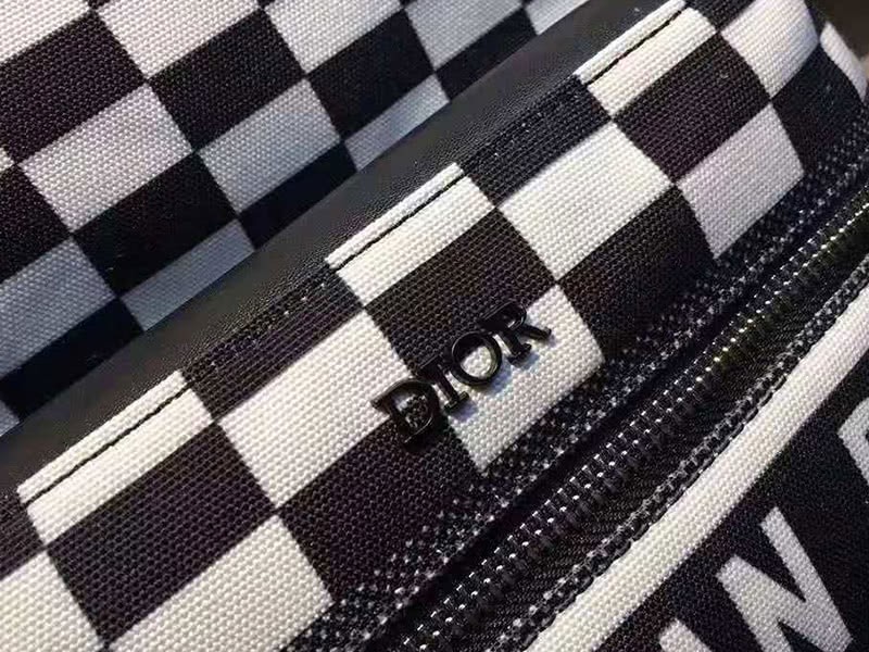 Dior Oblique With Christian Logo Backpack Damier Black And White 7