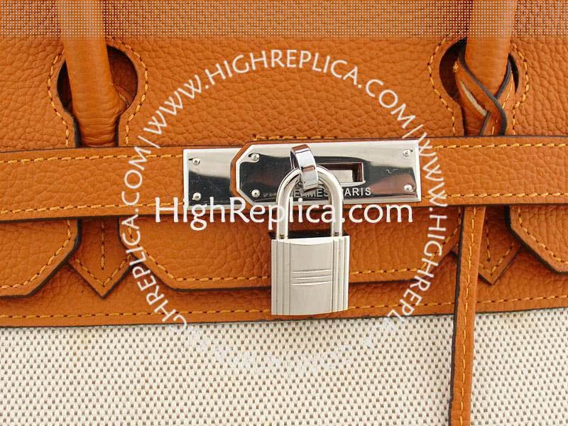 Hermes Birkin 35 Cm Toile And Togo Leather Orange 6