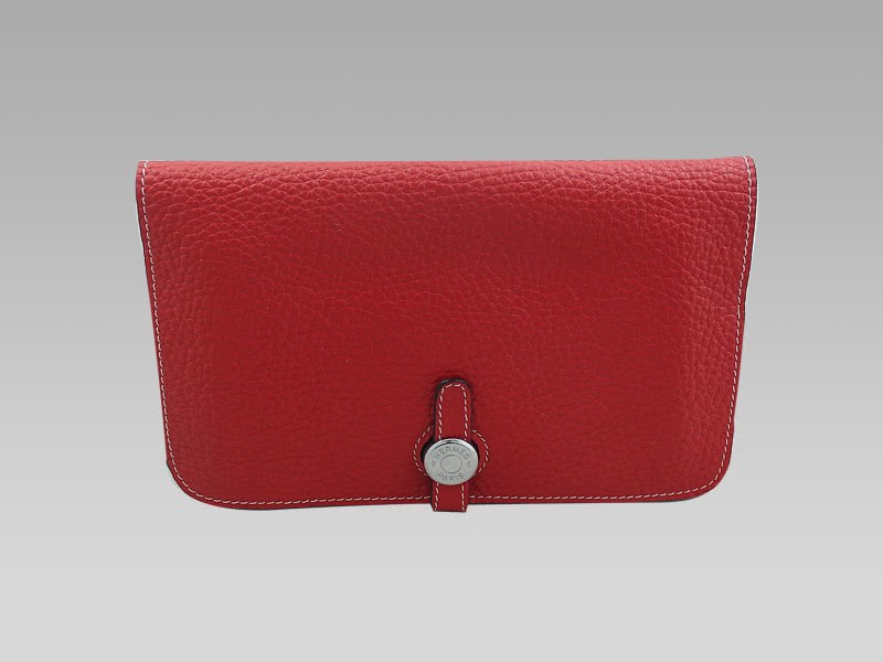 Hermes Dogon Togo Leather Wallet Purse Red 1