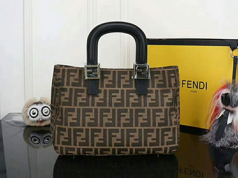 Fendi Ff Fabric Tote With Golden Hardware ff06 3