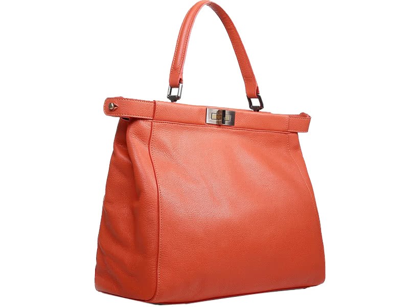 Fendi Peekaboo Calfskin Leather Bag Orange 2
