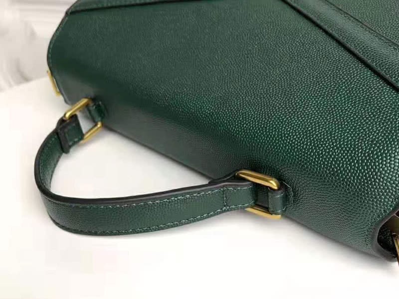 Saint Laurent Cassandra Top Handle Medium Bag In Grain Leather Green 6