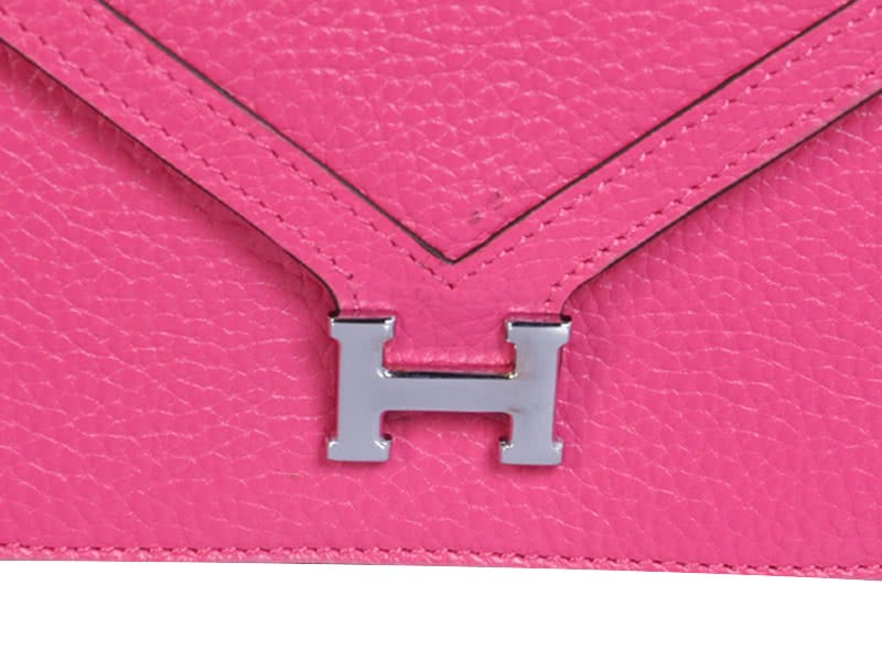 Hermes Pilot Envelope Clutch Hot Pink With Silver Hardware 7