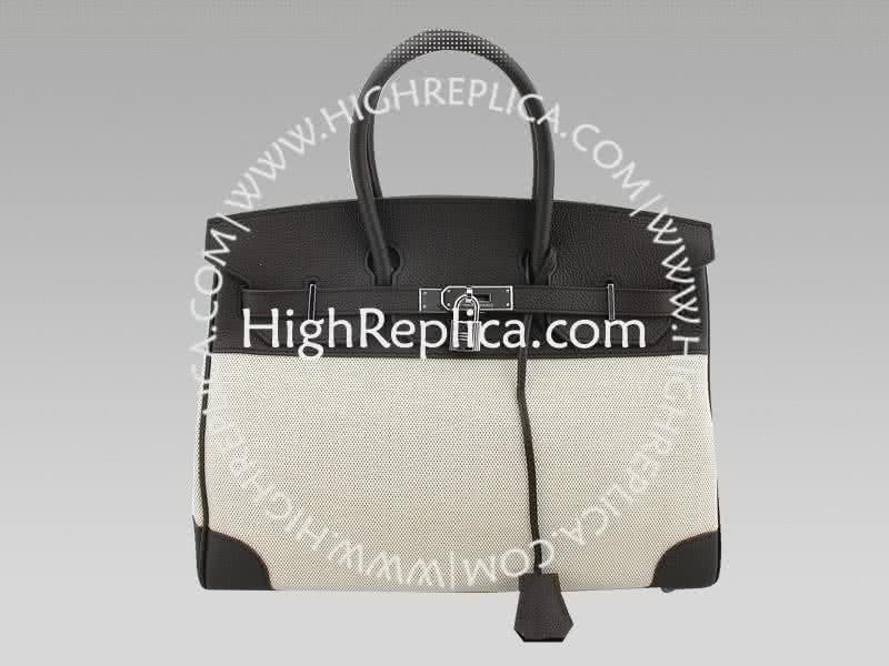 Hermes Birkin 35 Cm Toile And Togo Leather Black 1