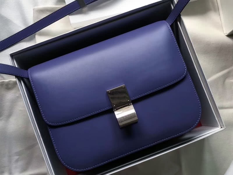 Celine Medium Classic Bag In Box Calfskin Blue 1