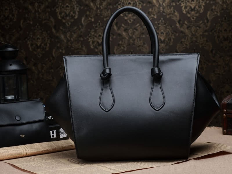 Celine Tie Nano Top Handle Bag Leather Black 2 5