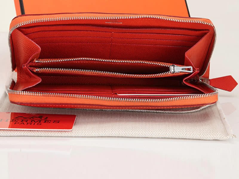 Hermes Zipper Wallet Original Epsom Calfskin Orange 3