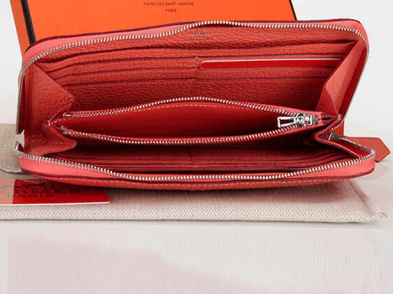 Hermes Zipper Wallet Original Leather Pink 3