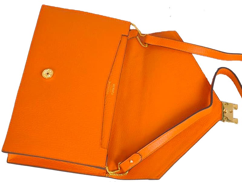 Hermes Pilot Envelope Clutch Orange With Gold Hardware 6