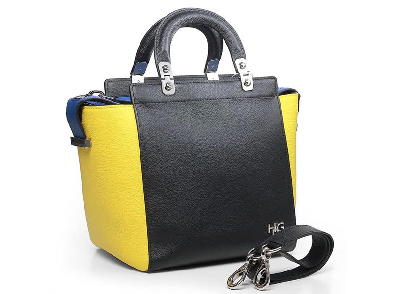 Givenchy Leather Hdg Convertible Tote Black Yellow 2