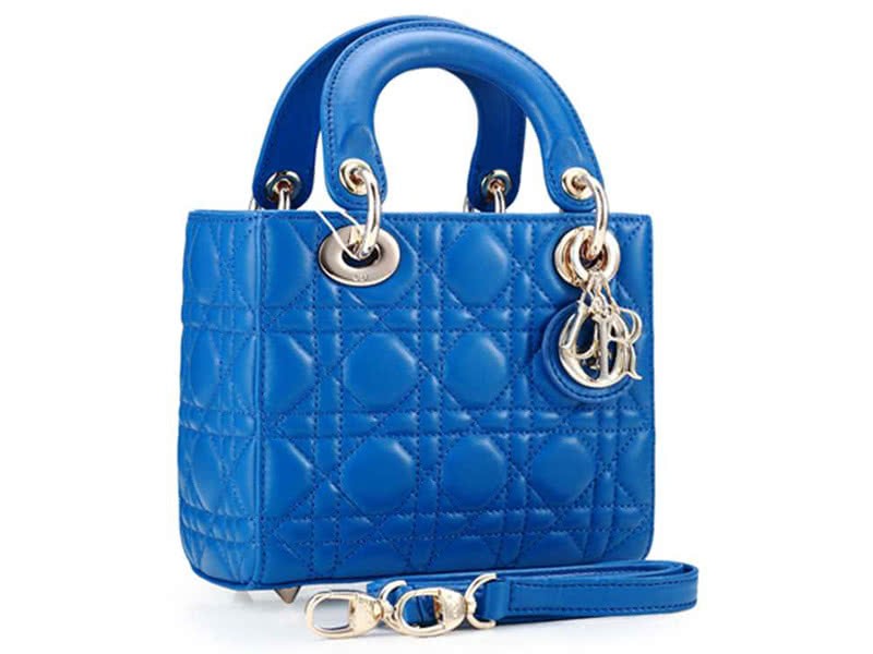 Dior Nano Leather Bag Gold Hardware Blue 2