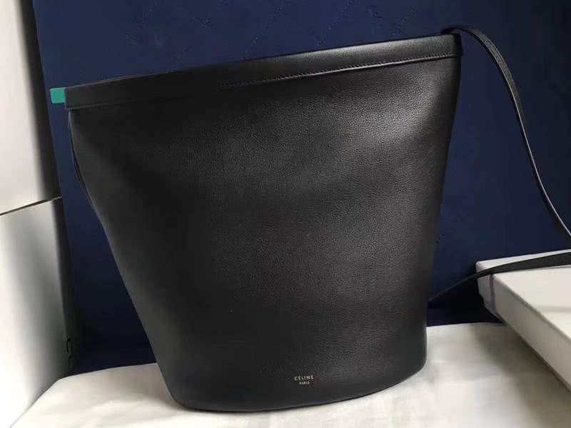 Celine Claps Calfskin Leather Bucket Bag Black 1