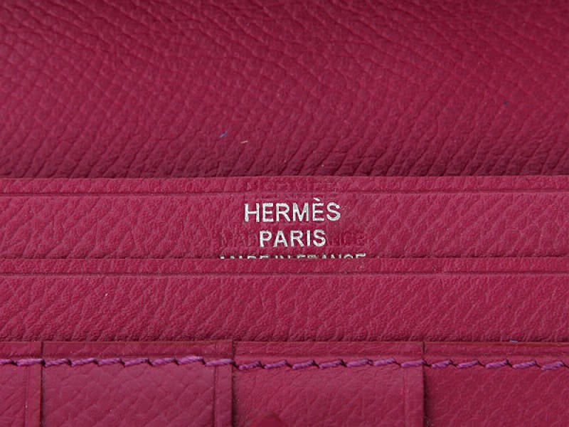 Hermes Epsom Original Calfskin Bearn Japonaise Bi-Fold Violet Red 5