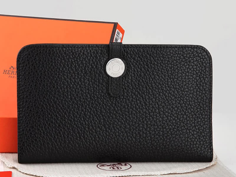 Hermes Dogon Togo Original Leather Combined Wallet Black 1