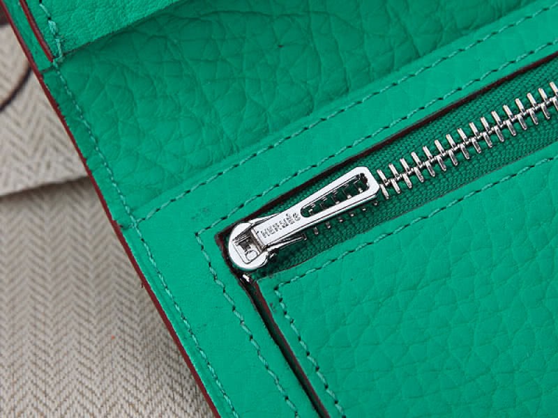Hermes Dogon Togo Original Calfskin Bearn Japonaise Bi-Fold Wallet Green 6