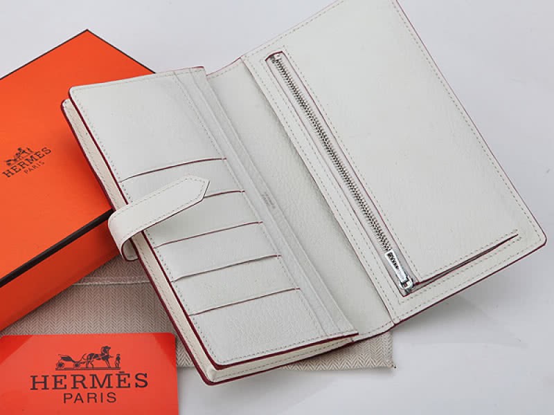 Hermes Dogon Togo Original Calfskin Bearn Japonaise Bi-Fold Wallet White 4