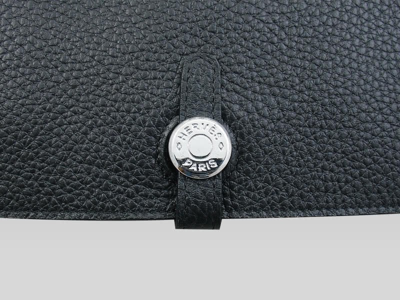 Hermes Dogon Togo Leather Wallet Purse Black 4