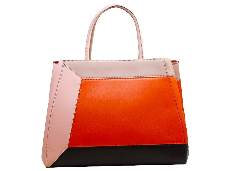 Fendi 2jours Calfskin Tote Bag In Patchwork Leather Orange 3