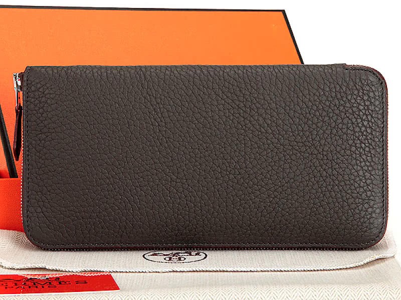 Hermes Zipper Wallet Original Leather Dark Khaki 2