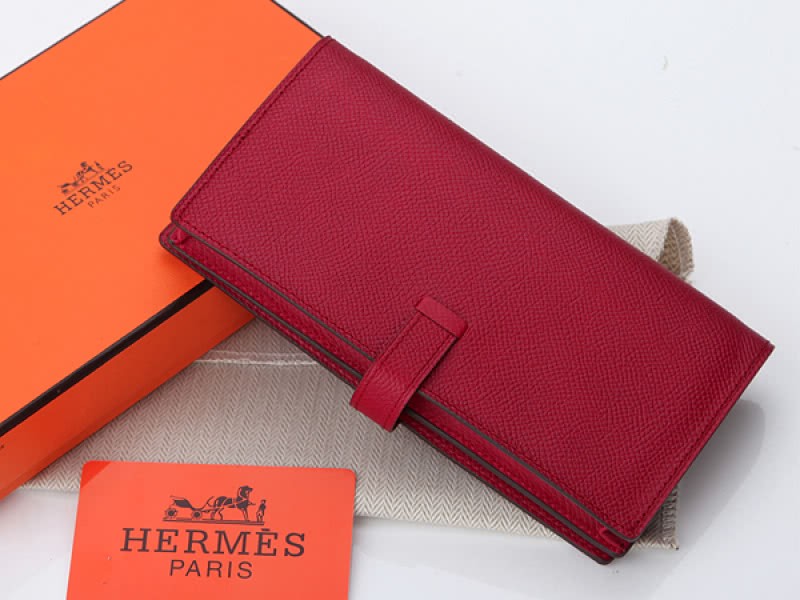 Hermes Epsom Original Calfskin Bearn Japonaise Bi-Fold Wallet Burgundy 2