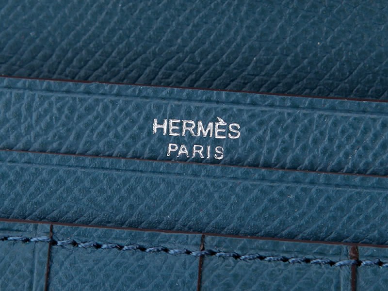 Hermes Epsom Original Calfskin Bearn Japonaise Bi-Fold Wallet Dark Blue 5