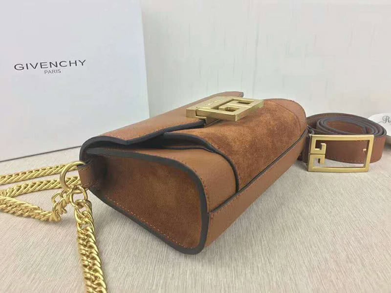 Givenchy Small gv3 Bag In Grained Leather And Suede Brown 2