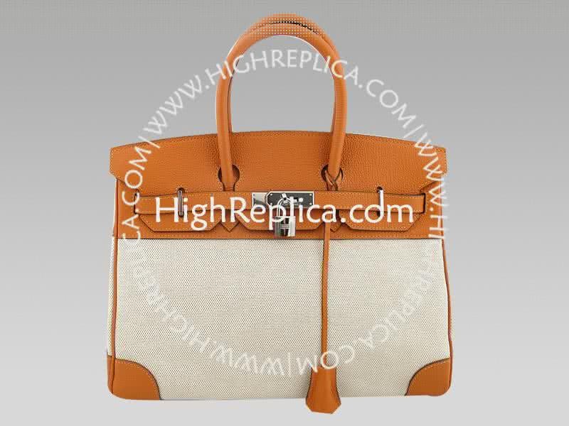 Hermes Birkin 35 Cm Toile And Togo Leather Orange 1