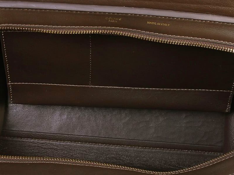 Celine Trapeze Shoulder Bag Multicolor Croc Leather Dark Brown Khaki Suede Brown 9