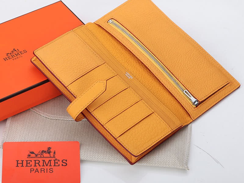 Hermes Dogon Togo Original Calfskin Bearn Japonaise Bi-Fold Wallet Yellow 4