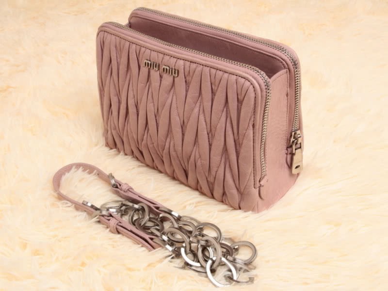 Miu Miu Glazed Matelasse Leather Mini Shoulder Bag Light Pink 3