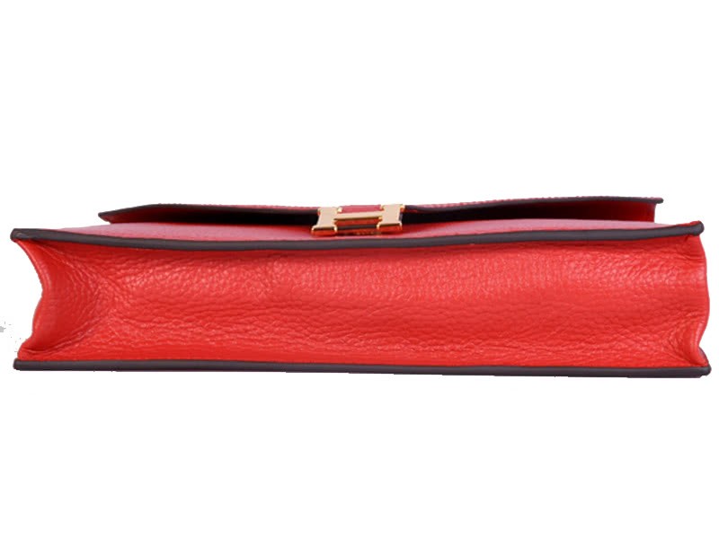 Hermes Pilot Envelope Clutch Red With Gold Hardware 5