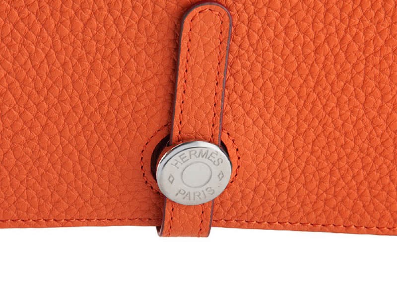 Hermes Dogon Togo Original Leather Combined Wallet Orange 6