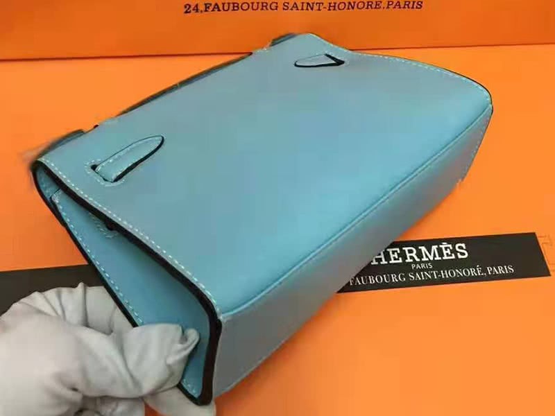 Hermes Swift Kelly Pochette Clutch Gold Hardware Blue 4