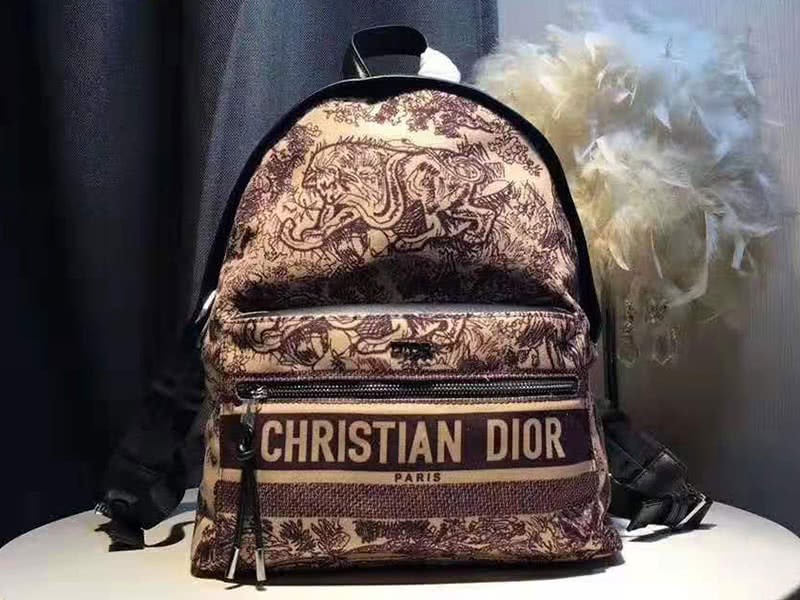 Dior Oblique With Christian Logo Backpack Lion Burgundy 1